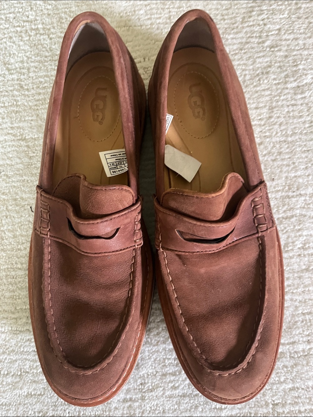 UGG Men’s Suede Penny Loafers in Rust Brown